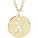 18K Yellow Gold-Plated Sterling Silver Initial X 10 mm Disc 16-18