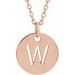18K Rose Gold-Plated Sterling Silver Initial W 10 mm Disc 16-18