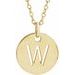 18K Yellow Gold-Plated Sterling Silver Initial W 10 mm Disc 16-18