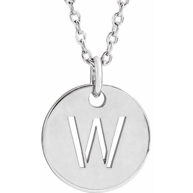 Sterling Silver Initial W 16-18
