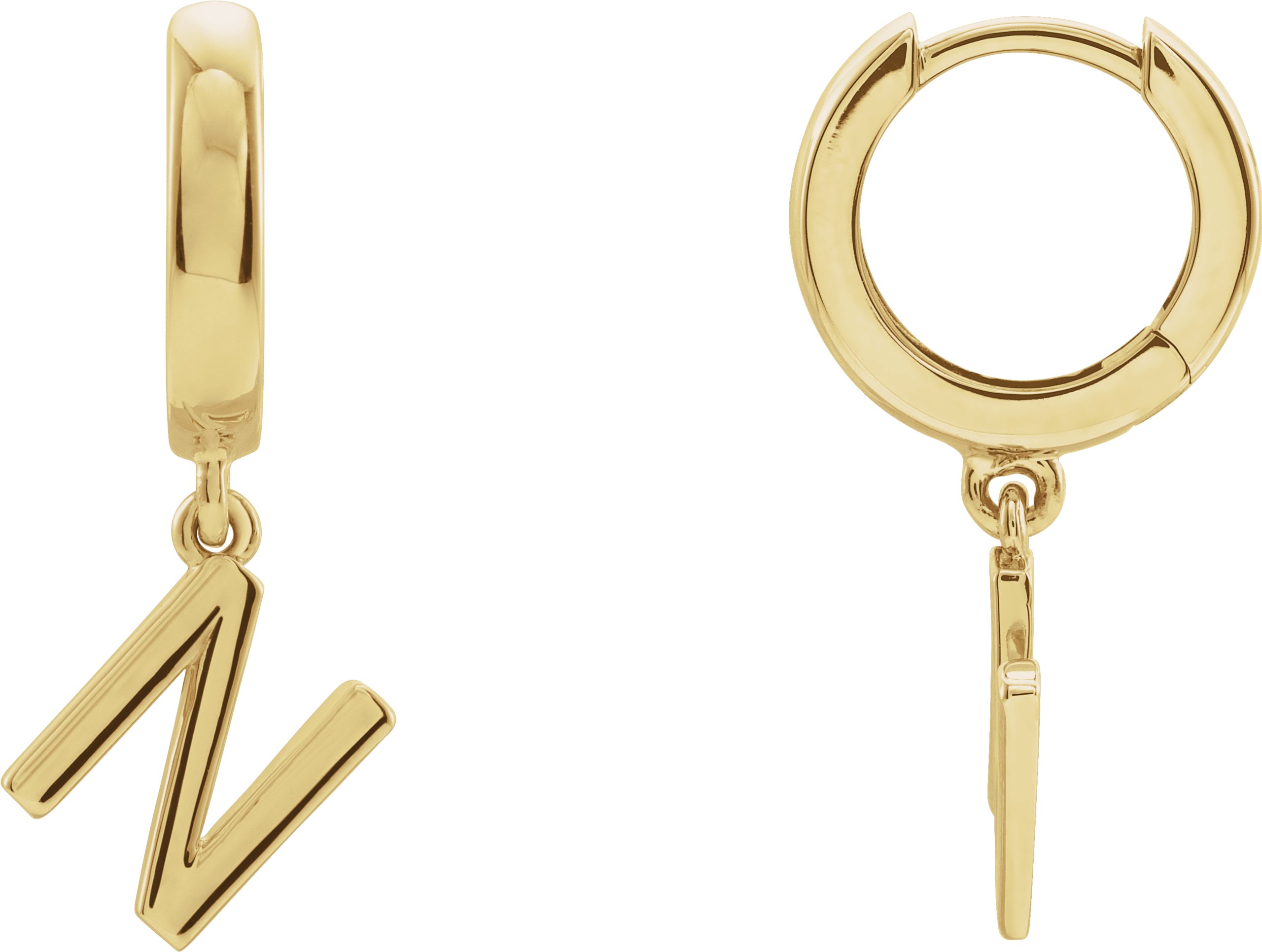 18K Yellow Single Initial N Earring Ref. 16689077