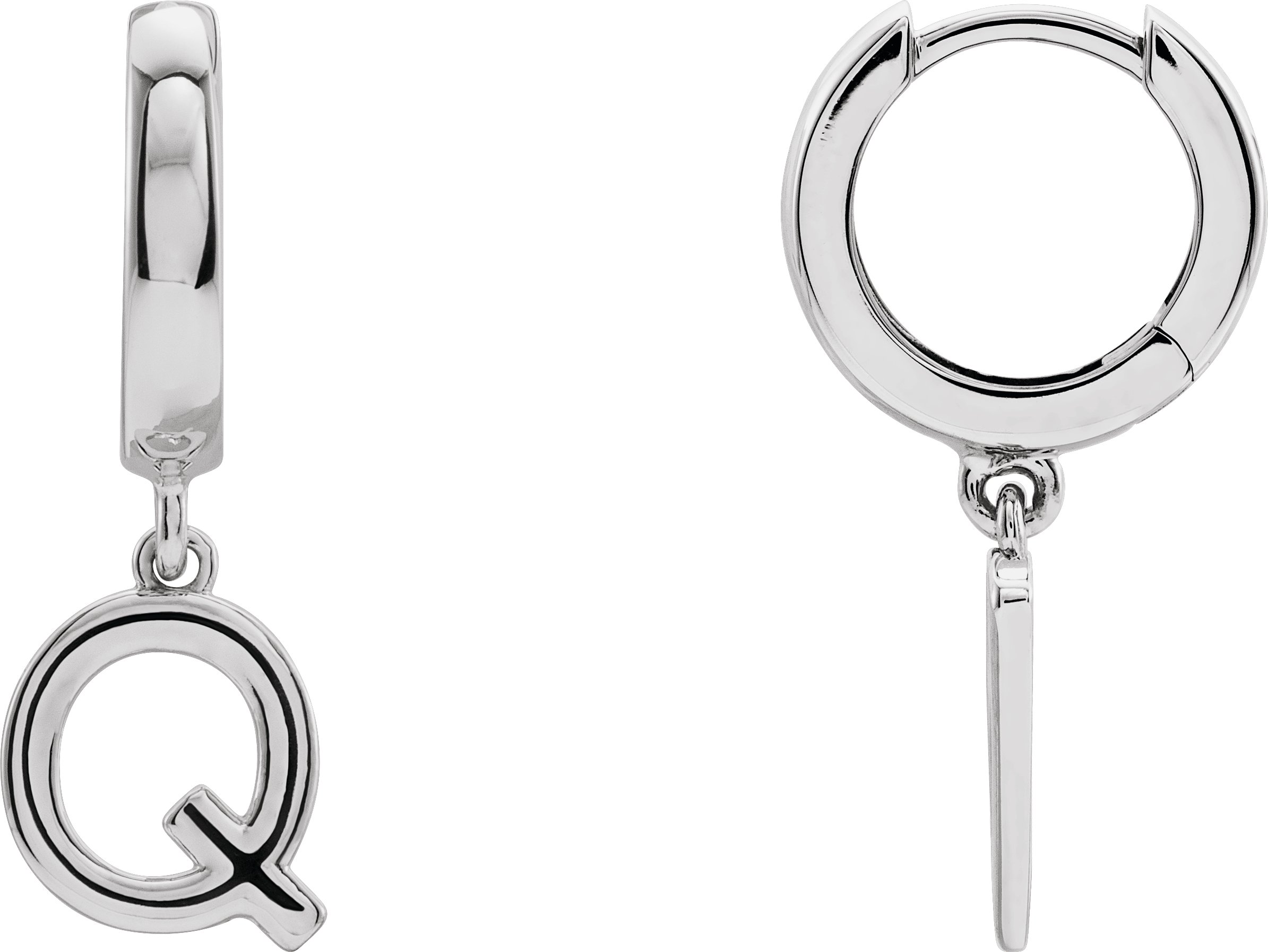 Sterling Silver Single Initial Q Earring Ref. 16689100