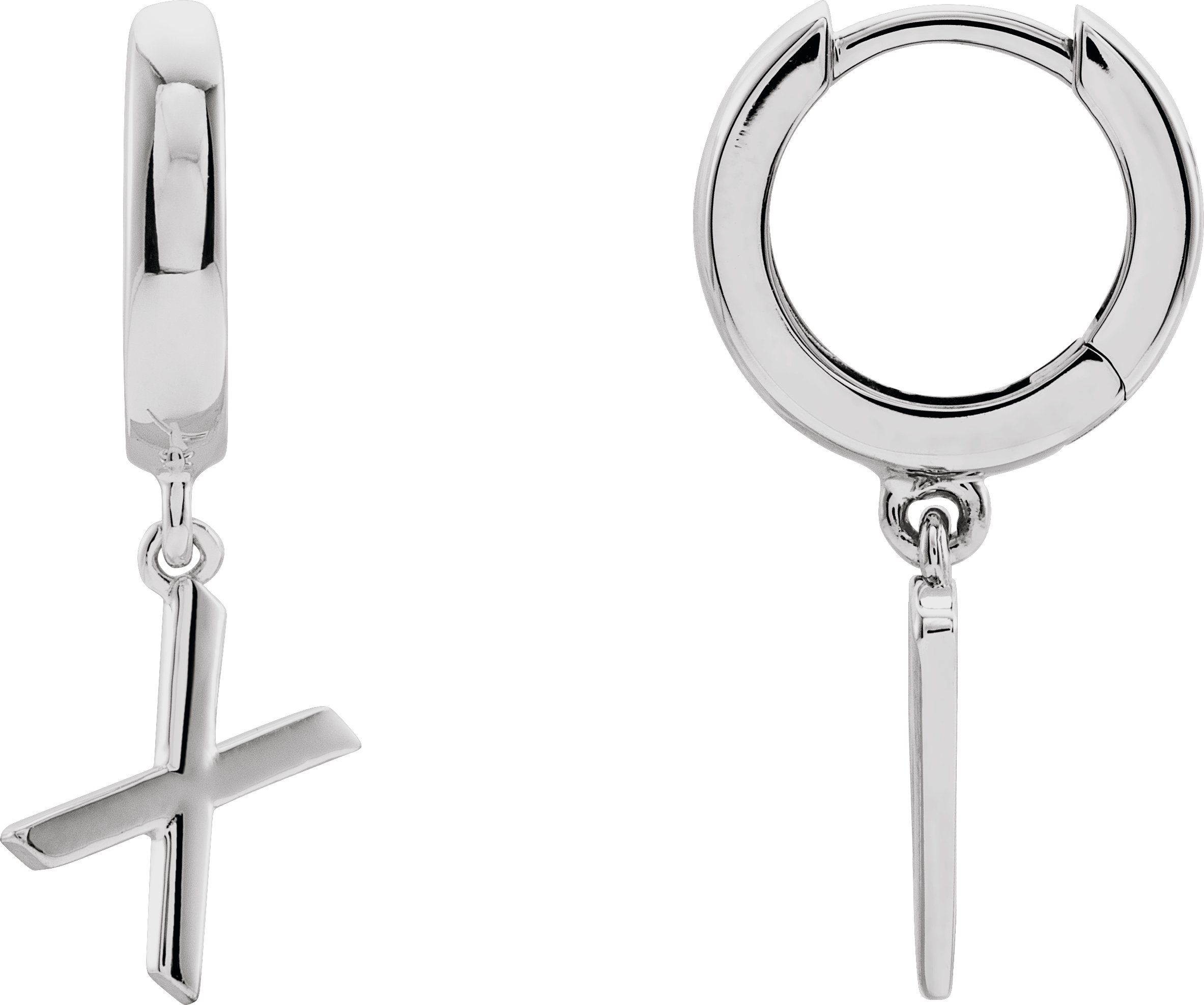 14K White Single Initial X Earring