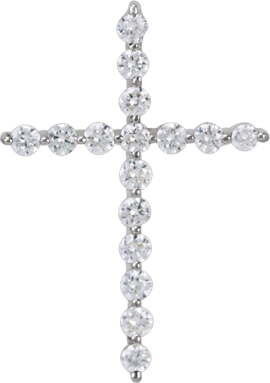 14K White 1/5 CTW Natural Diamond Cross Pendant