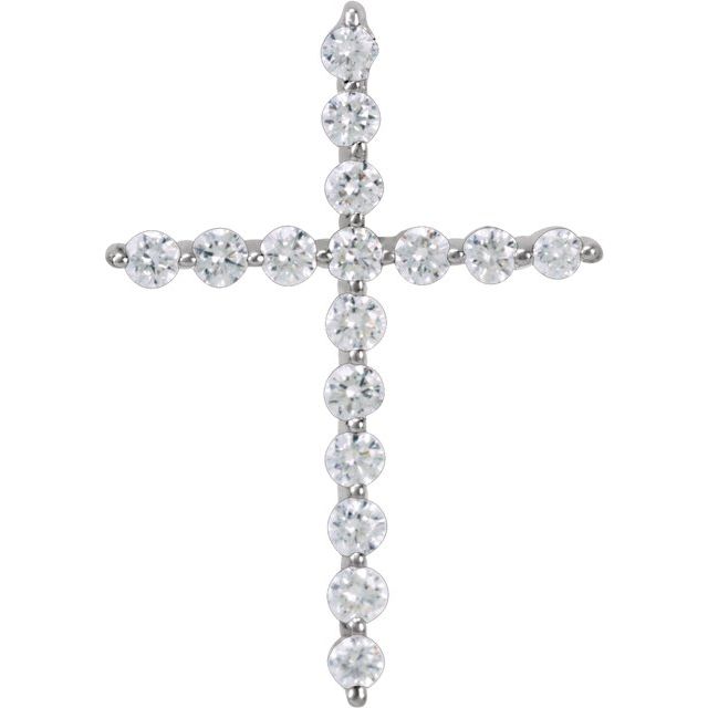 14K White 1/5 CTW Natural Diamond Cross Pendant