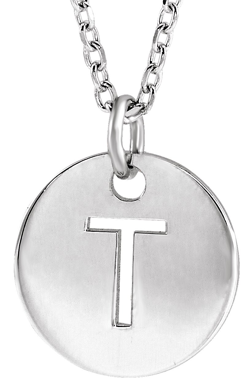 Sterling Silver Initial T 16-18" Necklace