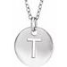 Sterling Silver Initial T 10 mm Disc 16-18