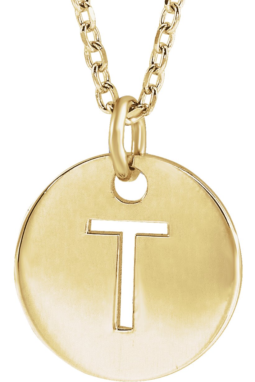 14K Yellow Initial T 16-18" Necklace