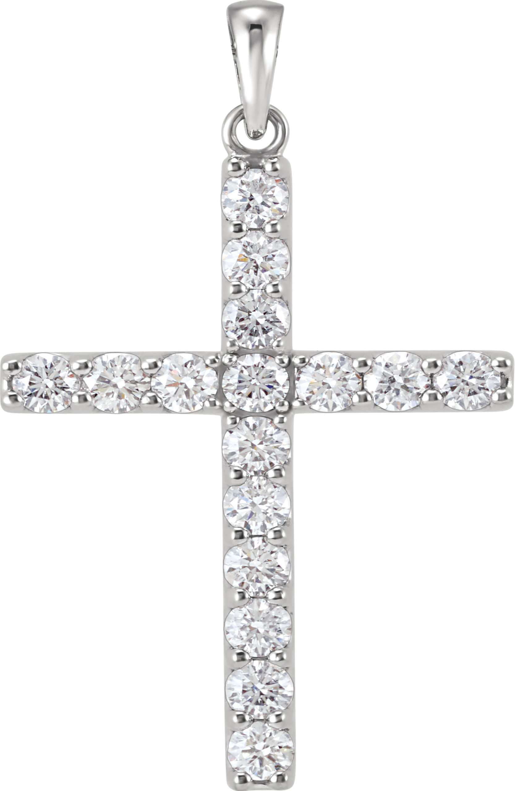 14K White 1/4 CTW Lab-Grown Diamond Cross Pendant