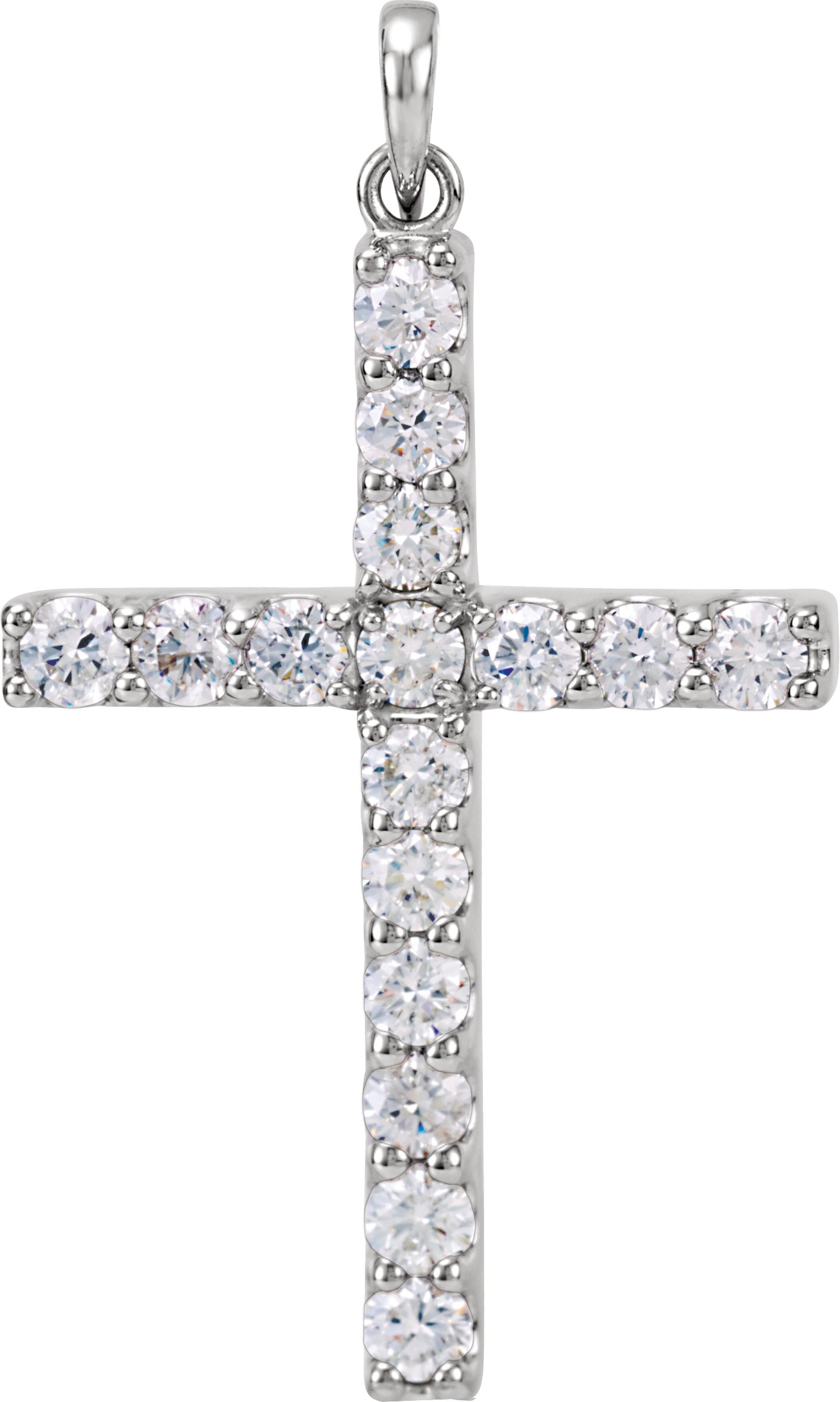 14K White 1 1/4 CTW Natural Diamond Cross Pendant