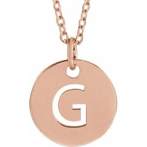 18K Rose Gold-Plated Sterling Silver Initial G 10 mm Disc 16-18" Necklace