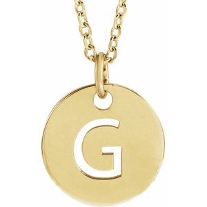 18K Yellow Gold-Plated Sterling Silver Initial G 10 mm Disc 16-18" Necklace