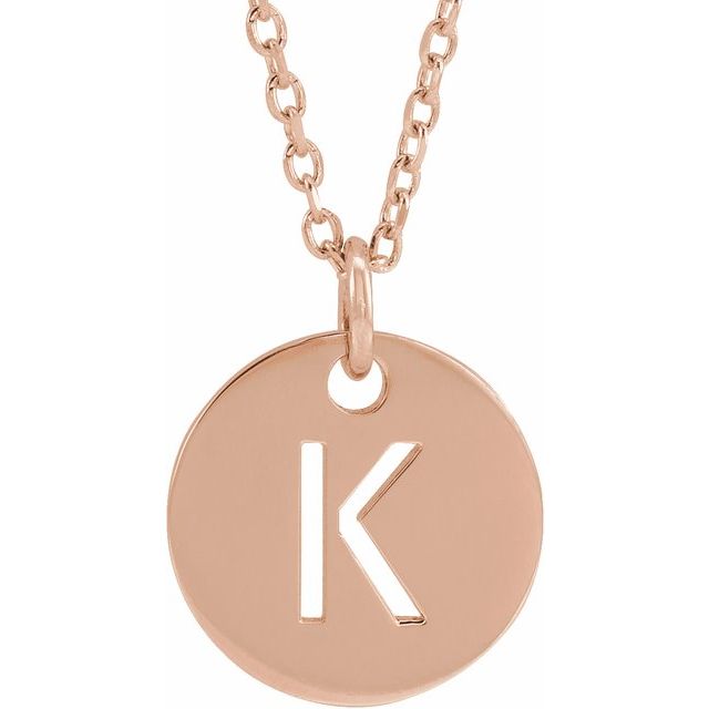18K Rose Gold-Plated Sterling Silver Initial K 16-18 Necklace
