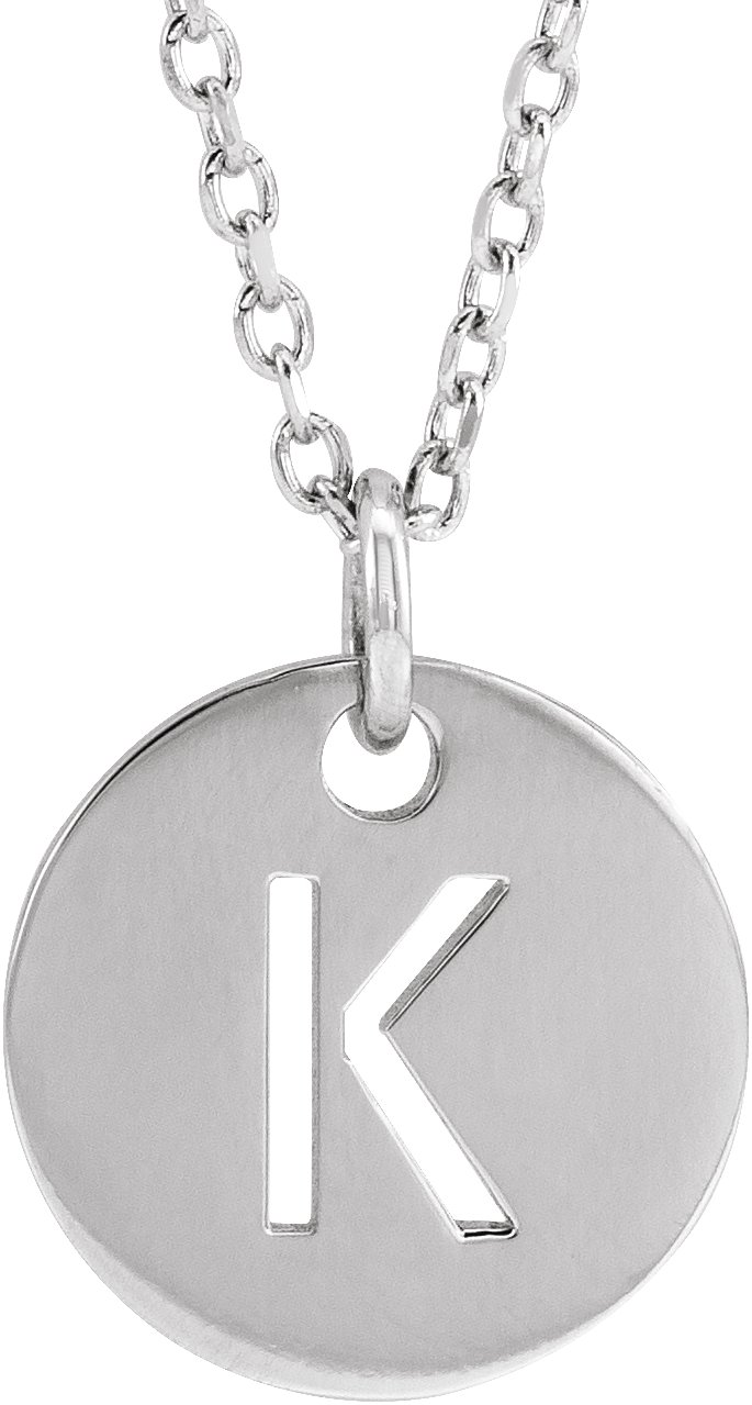 14K White Initial K 16-18 Necklace