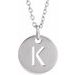 Sterling Silver Initial K 10 mm Disc 16-18