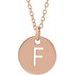 18K Rose Gold-Plated Sterling Silver Initial F 10 mm Disc 16-18