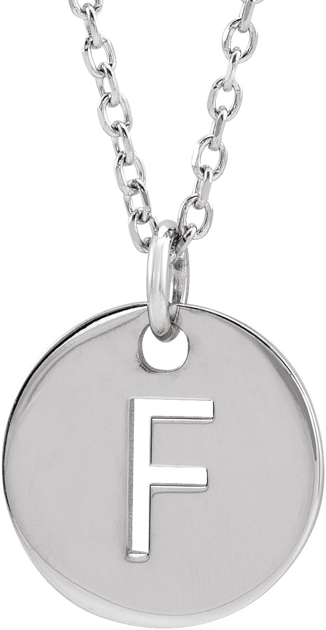 Sterling Silver Initial F 10 mm Disc 16 18 inch Necklace Ref. 16680378