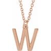 18K Rose Gold Plated Sterling Silver Initial W Dangle 16 inch Necklace Ref 17719420