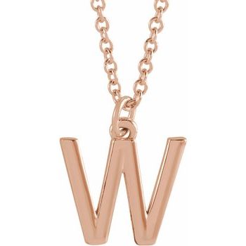 18K Rose Gold Plated Sterling Silver Initial W Dangle 18 inch Necklace Ref 17719421
