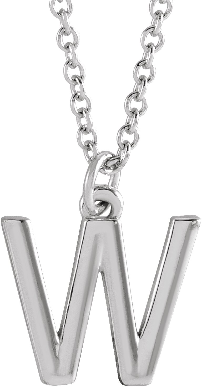Sterling Silver Initial W Dangle 18" Necklace