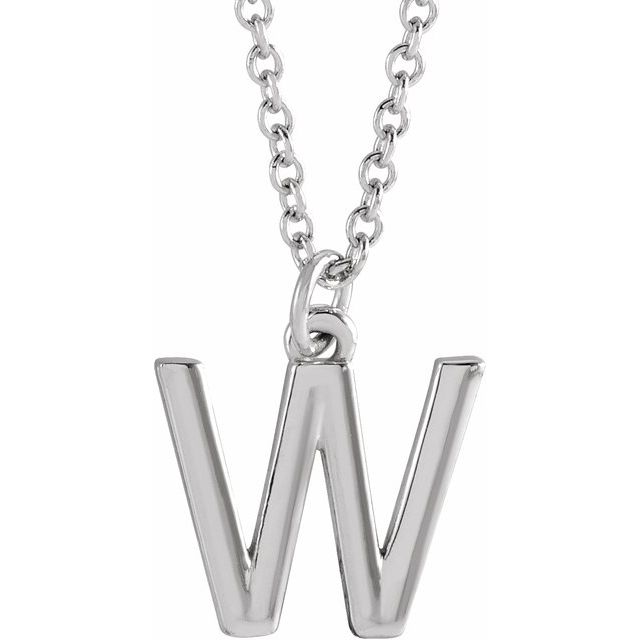 Sterling Silver Initial W Dangle 18