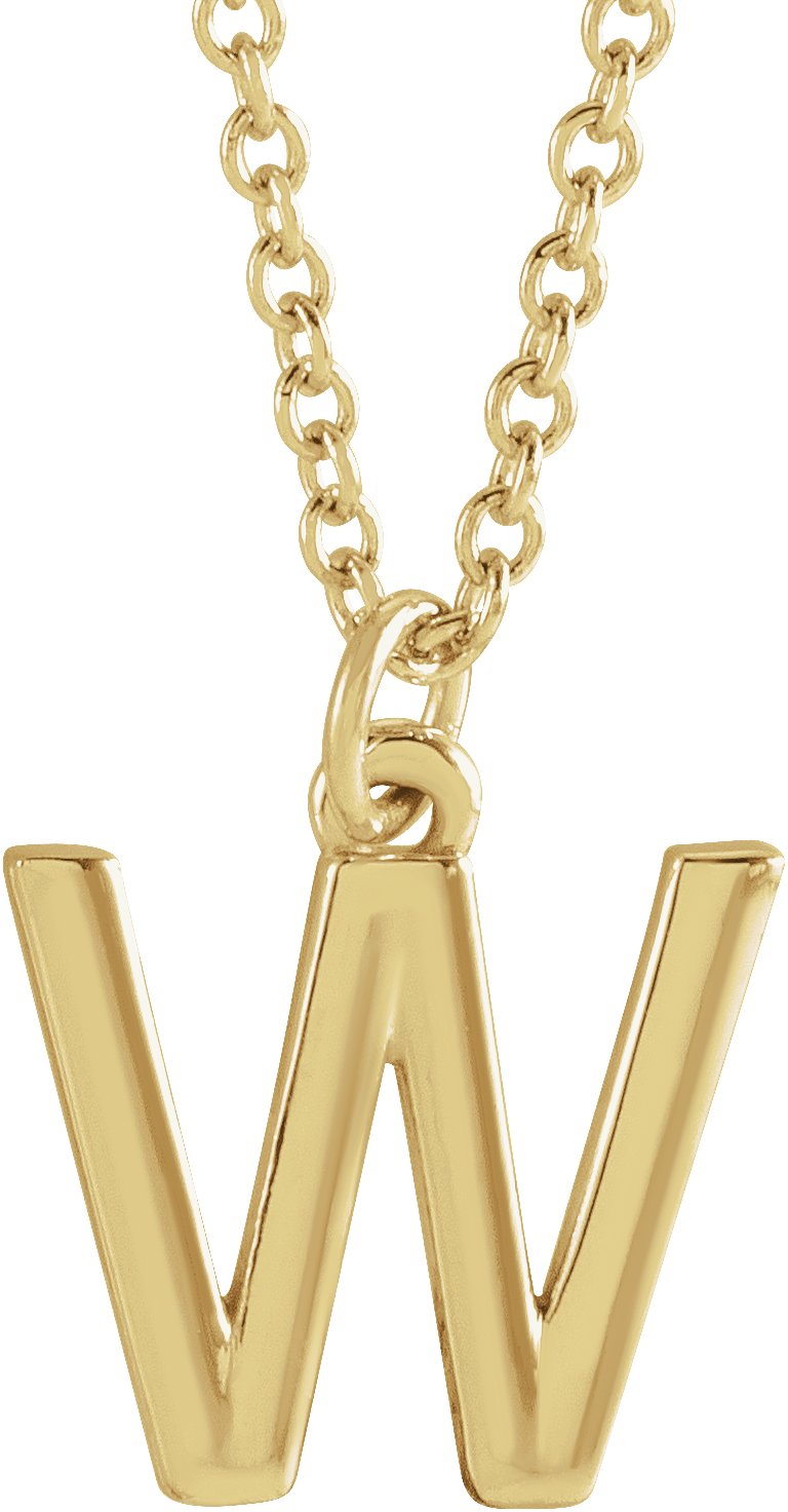 18K Yellow Gold Plated Sterling Silver Initial W Dangle 16 inch Necklace Ref 17719368