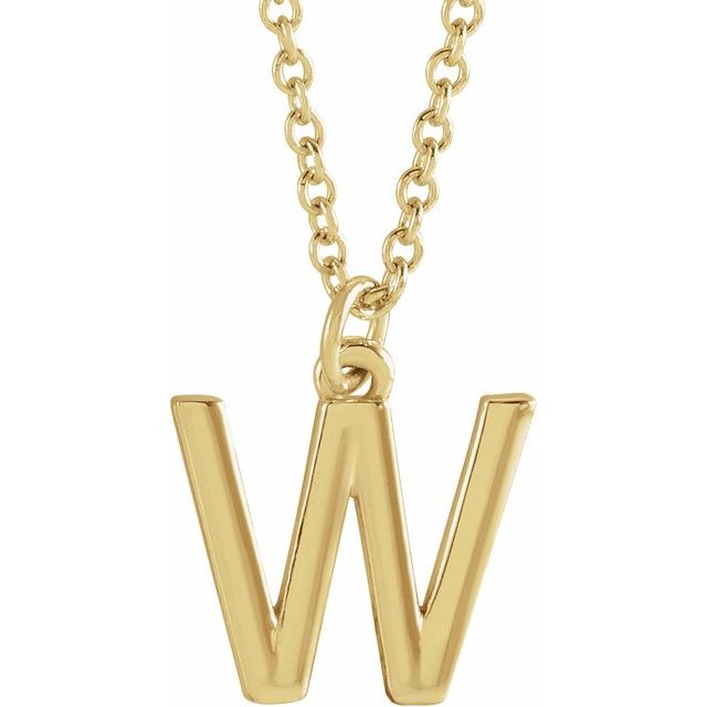14K Yellow Initial W Dangle 18 Necklace