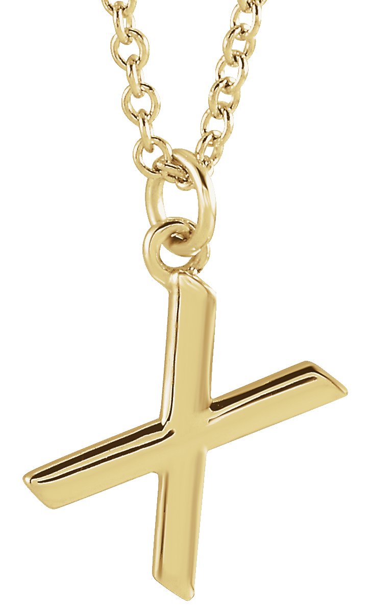 18K Yellow Gold Plated Sterling Silver Initial X Dangle 16 inch Necklace Ref 17719370