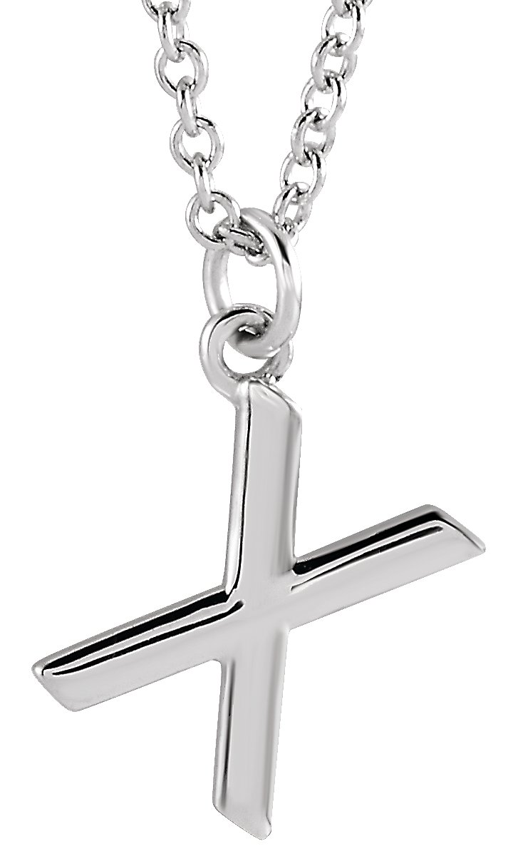 Sterling Silver Initial X Dangle 18" Necklace
