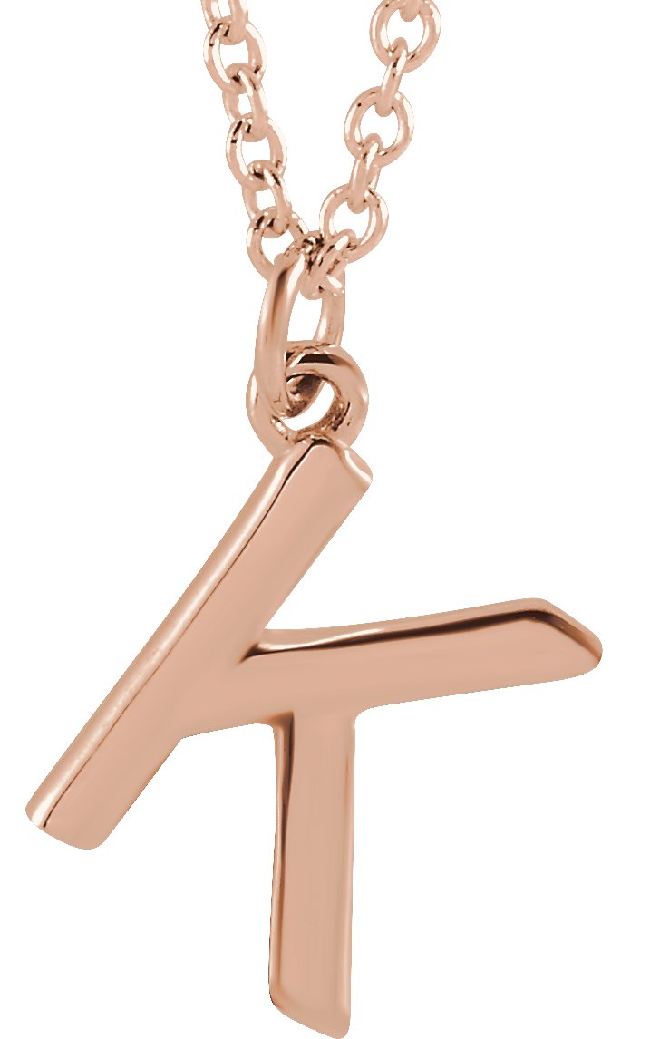 14K Rose Initial K Dangle 18" Necklace