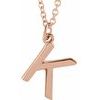 18K Rose Gold Plated Sterling Silver Initial K Dangle 16 inch Necklace Ref 17719396