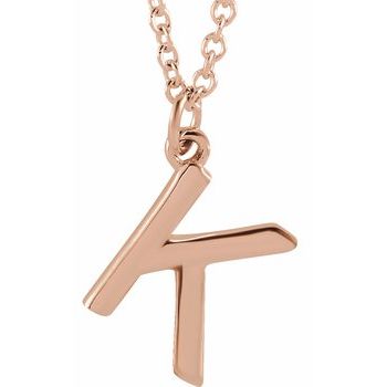 18K Rose Gold Plated Sterling Silver Initial K Dangle 16 inch Necklace Ref 17719396