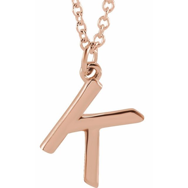 18K Rose Gold-Plated Sterling Silver Initial K Dangle 18 Necklace