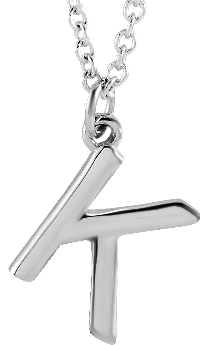 Sterling Silver Initial K Dangle 16" Necklace