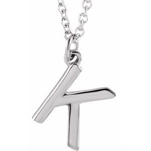 Sterling Silver Initial K Dangle 18" Necklace