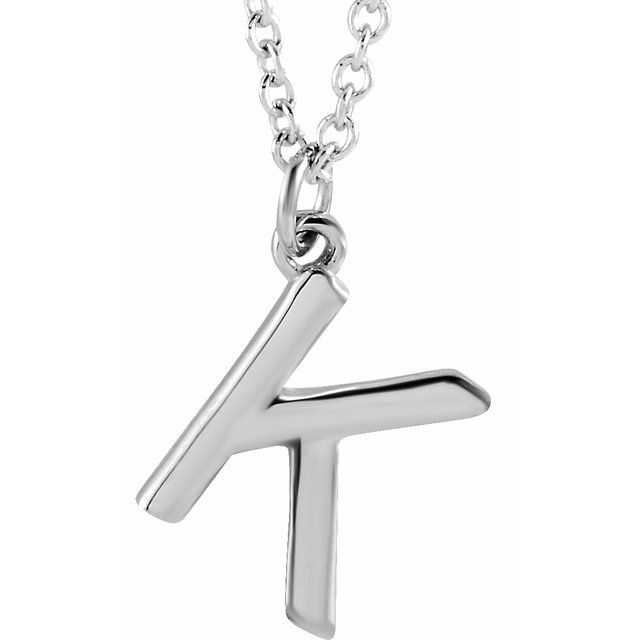 Sterling Silver Initial K Dangle 18 Necklace