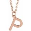 18K Rose Gold Plated Sterling Silver Initial P Dangle 16 inch Necklace Ref 17719406