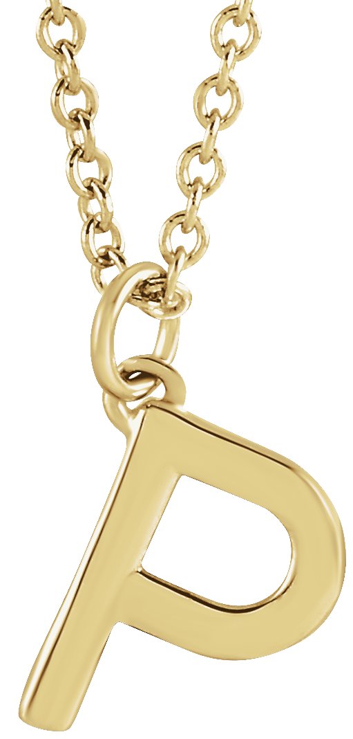 14K Yellow Initial P Dangle 16" Necklace