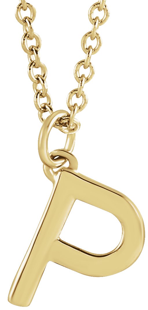 18K Yellow Gold-Plated Sterling Silver Initial P  Dangle 16" Necklace