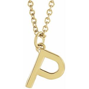 18K Yellow Gold-Plated Sterling Silver Initial P  Dangle 16" Necklace