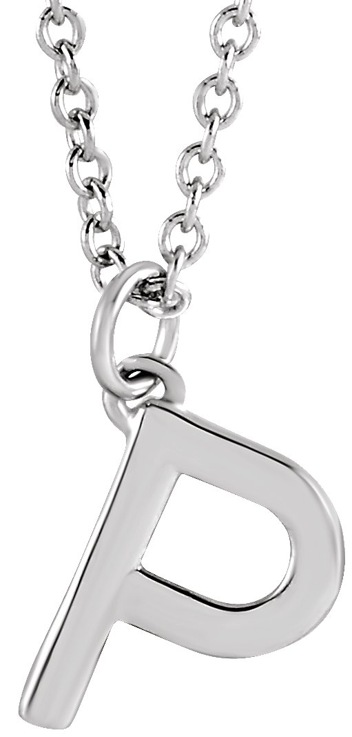Sterling Silver Initial P Dangle 16" Necklace