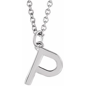 Sterling Silver Initial P Dangle 18" Necklace