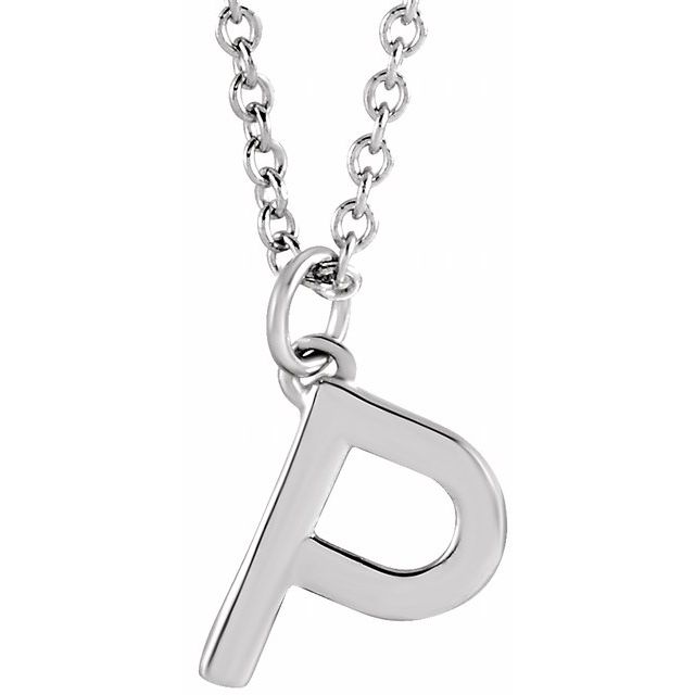 Platinum Initial P Dangle 18 Necklace