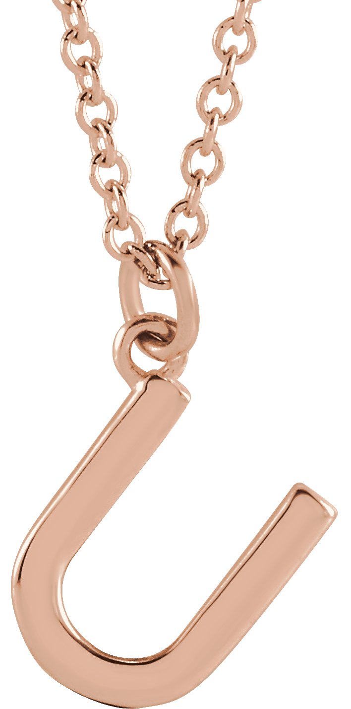 18K Rose Gold Plated Sterling Silver Initial U Dangle 16 inch Necklace Ref 17719416