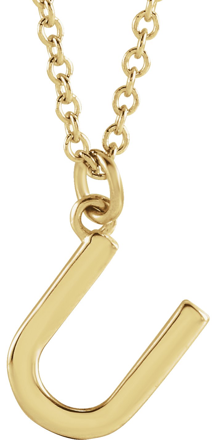 18K Yellow Gold Plated Sterling Silver Initial U Dangle 18 inch Necklace Ref 17719365