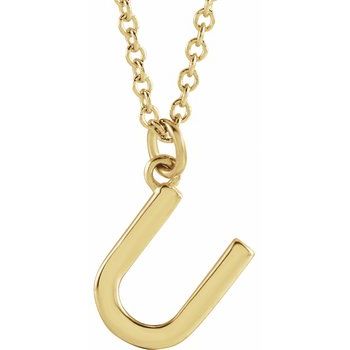 18K Yellow Gold Plated Sterling Silver Initial U Dangle 18 inch Necklace Ref 17719365