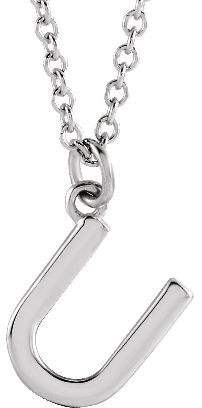 Platinum Initial U Dangle 16 inch Necklace Ref. 16680665