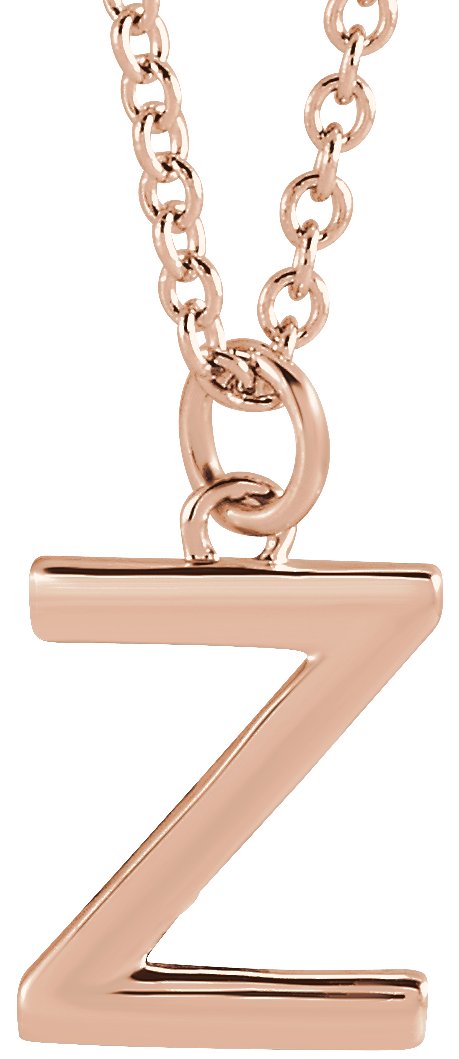 18K Rose Gold Plated Sterling Silver Initial Z Dangle 18 inch Necklace Ref 17719427