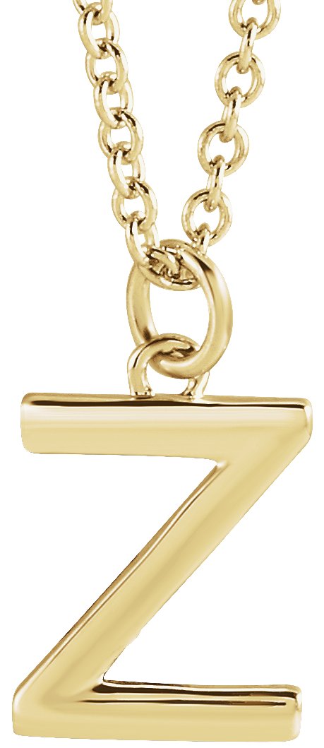 18K Yellow Gold Plated Sterling Silver Initial Z Dangle 16 inch Necklace Ref 17719374