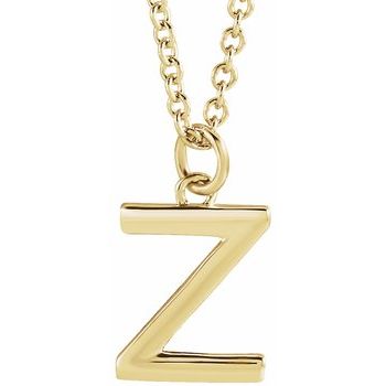 18K Yellow Gold Plated Sterling Silver Initial Z Dangle 18 inch Necklace Ref 17719375